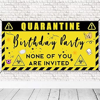 Amazon Co Jp Quarantine 誕生日デコレーションバナーポスター 3 3 X 6フィート 社交的距離をテーマにしたバナー 家にいる背景装飾 誕生日パーティーアイディアサイン用品 Generic