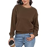PRIMODA Women's Crewneck Loose Cropped Sweatshirt Long Sleeve Boxy Pullover Crop Tops
