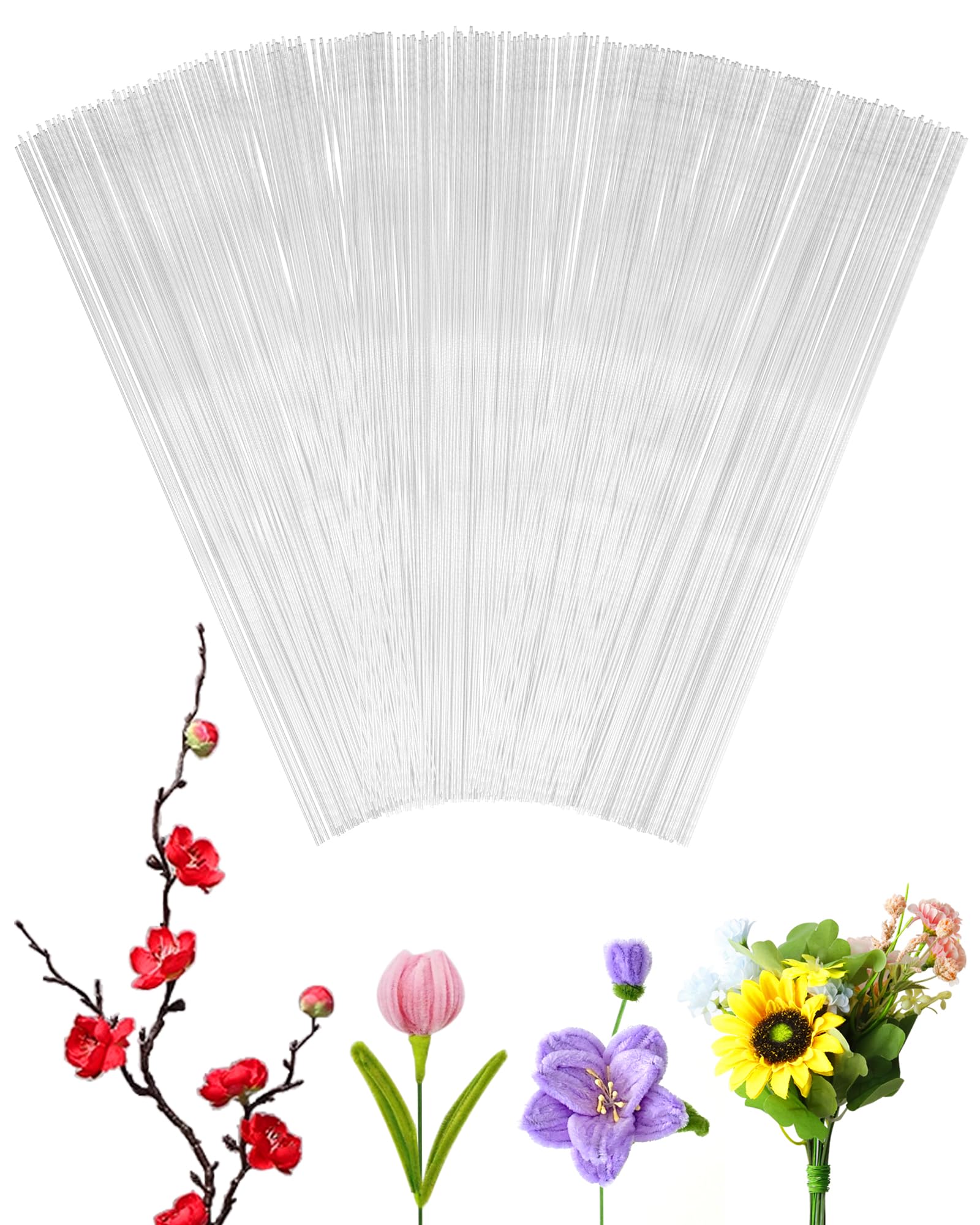 Photo 1 of 100 PCS FIVEIZERO 26 Gauge White Floral Wire Stems for Artificial Flower Making,Florist Wire,Flower Wires for Crafts,Alambre para Flores for Wreaths, Flower Arrangements and DIY Projects