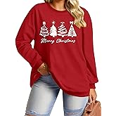 OCURHU Plus Size Christmas Sweatshirt Women Crewneck Merry Christmas Pullover Sweater Long Sleeve Xmas Holiday Outfits