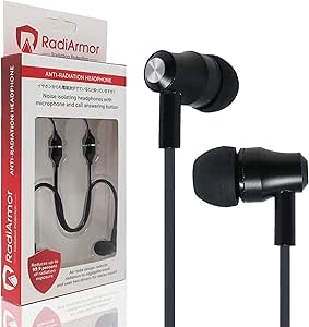 RadiArmor Anti-Radiation Air Tube Headphones with Microphone &ndash; EMF Protection for Radiation Free Comfort (Black)