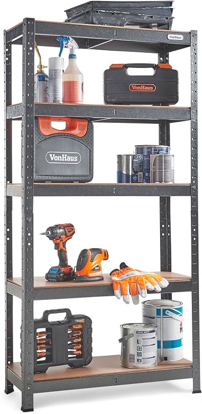 VonHaus 5-Tier Garage Shelves Heavy Duty Rack 875kg Total Capacity