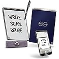 Rocketbook Flip Reusable Smart Notepad | Eco-Friendly, Digitally Connected Notebook for Ambidextrous Writers | Dotted & Lined Combo, 6” x 8.8”, 36 PG, Navy, with Pen, Cloth, and App Included
