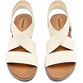 Veittes Women's Flat Slide Sandals - Fashionable Elastic Ankle Strap Comfortable Flat Summer Sandals.