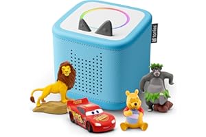 TONIES Toniebox 2 Audio Player Disney Bundle for Kids 3+ with Lightning McQueen, Simba, Winnie The Pooh, and Baloo - Sky Blue