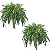 FOREST PRINCE 45" Fake Ferns, Realistic Large Artificial Bush Plants, 2 Artificial Boston Ferns with 59 Fronds for Outdoors Planter Indoor Home Garden Porch Decor