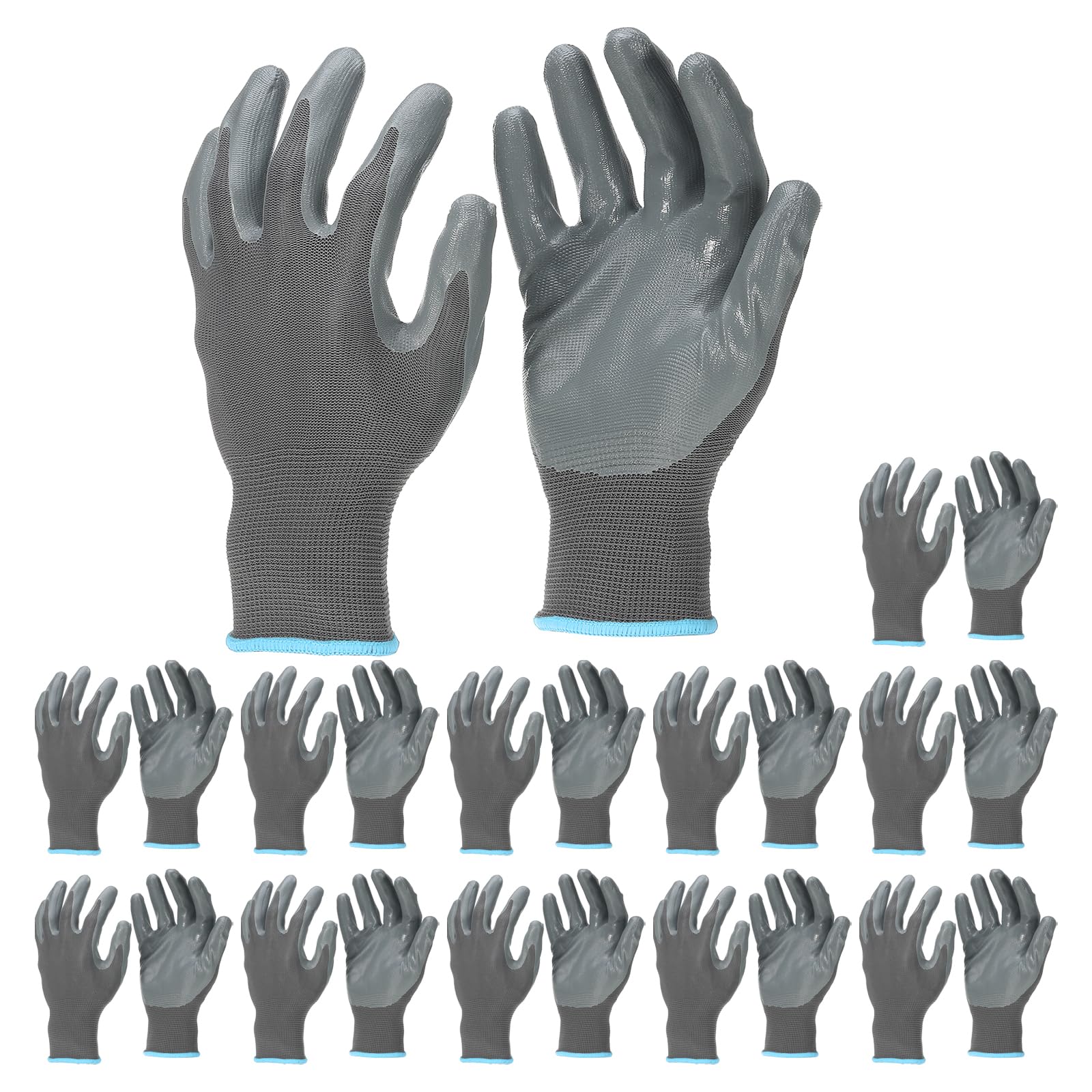PATIKIL Safety Work Gloves Nitrile Coated, 12 Pair Non-slip Gardening Gloves Seamless Knit Working Gloves with Grip for Women Men Warehouse Gray X-Large Size