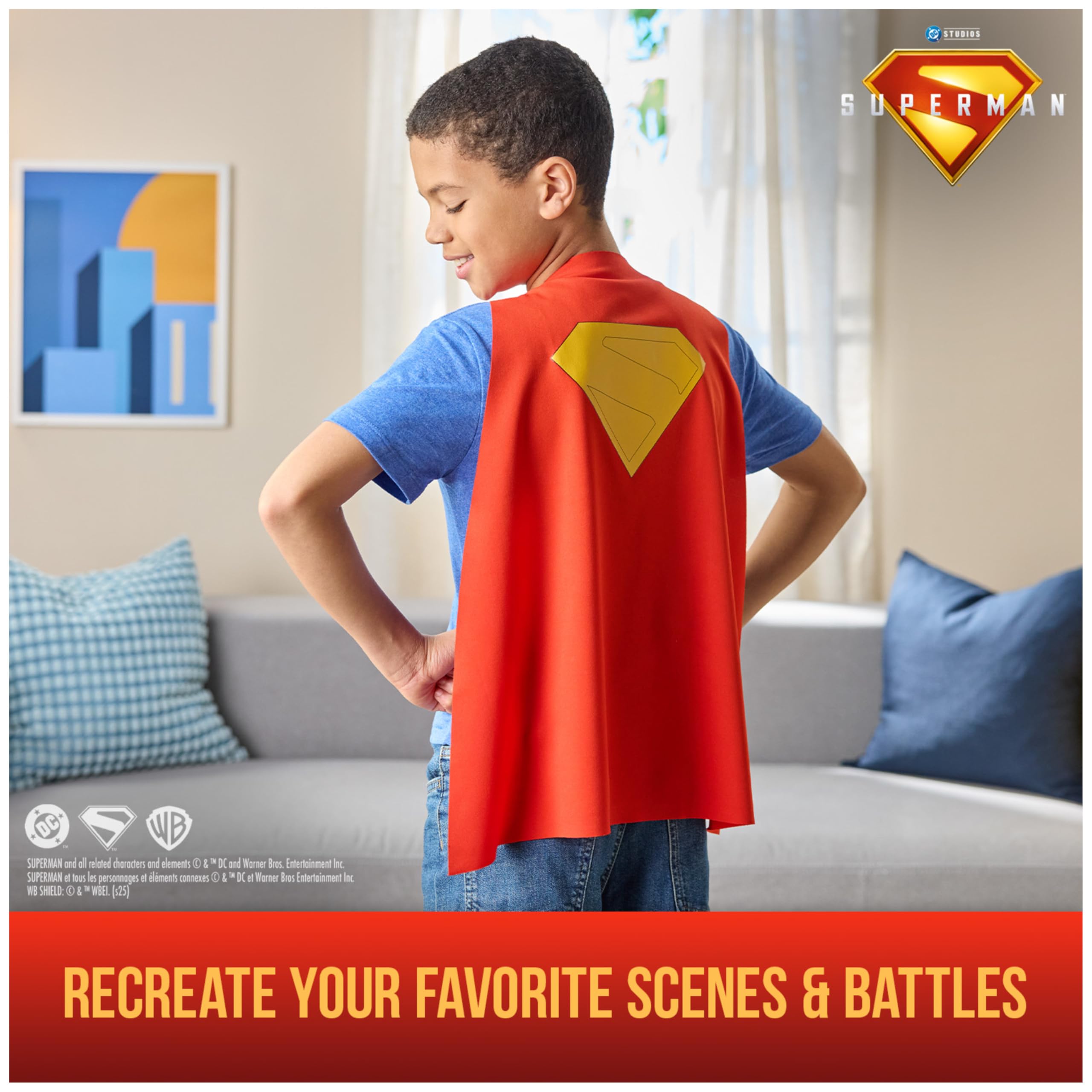 DC Comics SUPERMAN Power Cape Set, Super Heroes Halloween Costume for Kids with Iconic Chest Plate for Ages 4 and Up