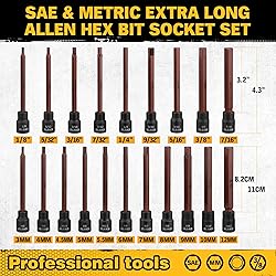 ELEAD 20-Piece 3/8 Inch Drive Extra-Long Allen Hex