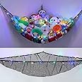 Unicorn Castle Stuffed Animals Net or Hammock Kids Toy Storage Organizer with LED Light Hanging Corner Stuffed Animals Holder Kids Girls Room Decor(Pack of 1)