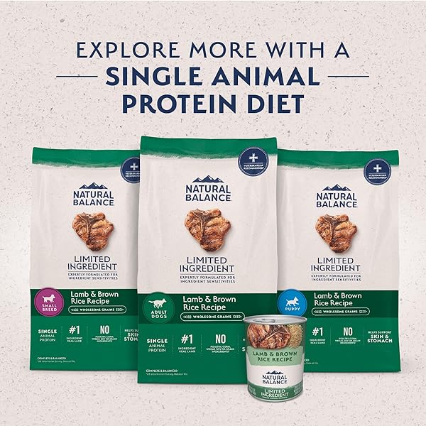 NATURAL BALANCE LIMITED INGREDIENT SMALL-BREED ADULT DRY DOG FOOD WITH HEALTHY GRAINS, LAMB & BROWN RICE RECIPE, 4 POUND (PACK OF 1)