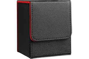 Zettokete Card Deck Box with 2 Dividers,Large Capacity Trading Card Storage Box Fits 100+ Double-Sleeved Cards,PU Leather Deck Case Compatible with Magic Commander YuGiOh TCG CCG,Black02