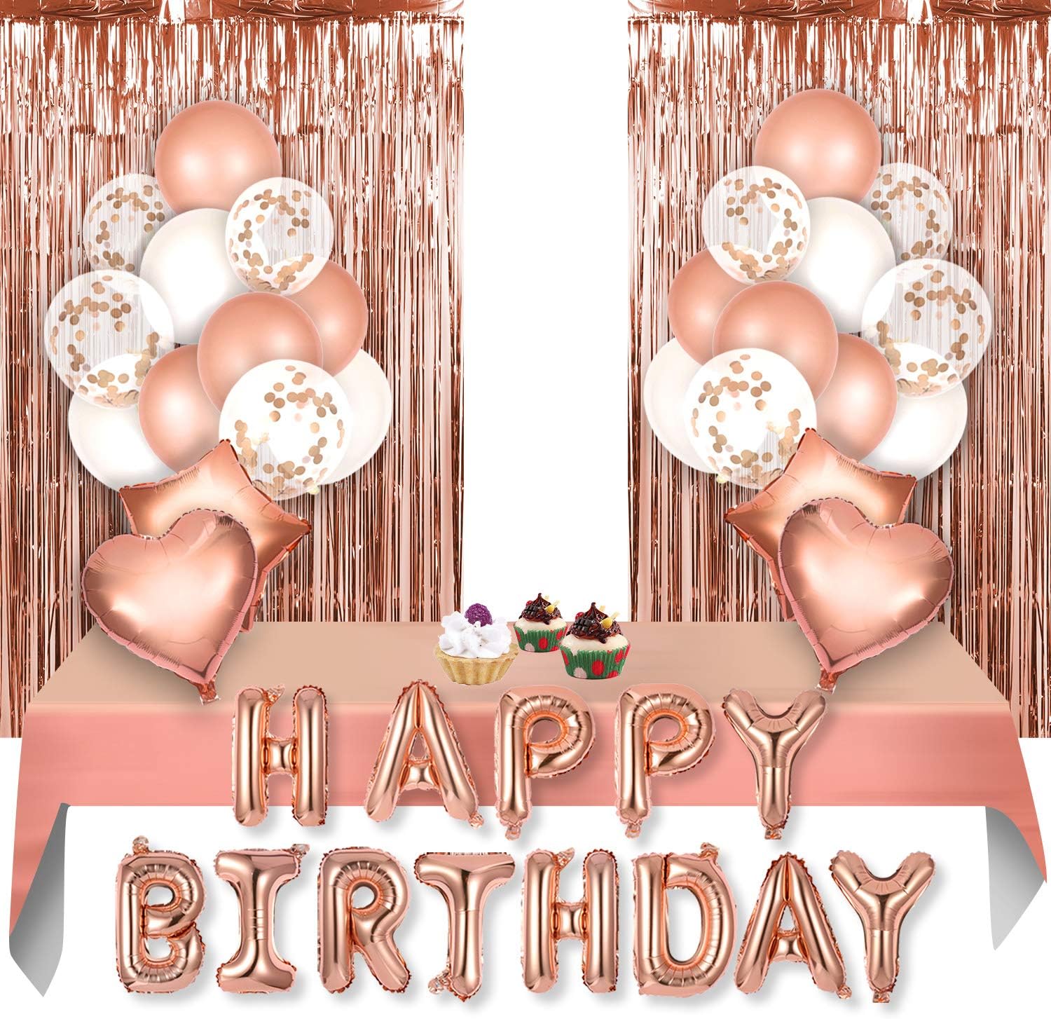 Humairc Decoration Anniversaire Fille Happy Birthday Banniere Nappe Rectangulaire Rose Gold Blanc Ballon Rose Gold 10g Confettis Anniversaire Ballon Anniversaire Rose Gold Femme Cuisine Et Maison Decorations Dwteam In