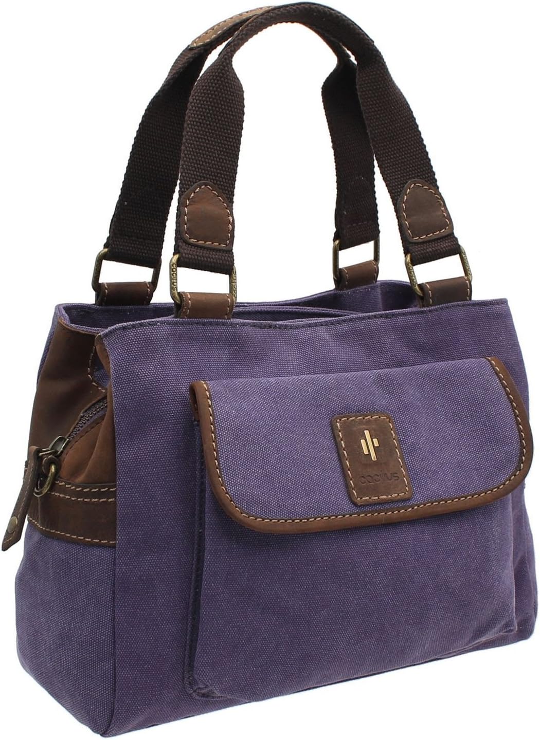 Cactus Canvas And Distressed Oiled Leather Grab Bag 822_81 Purple