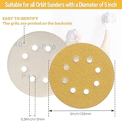 POTUINOM 100PCS 5 Inch 8 Hole Sanding Discs 800