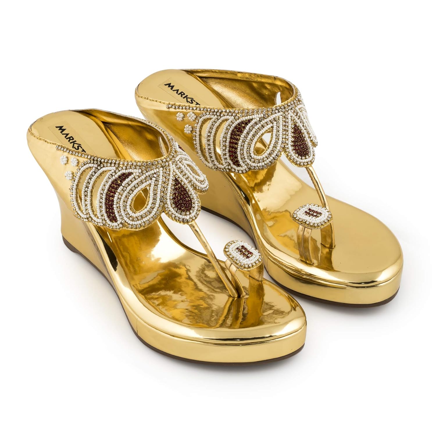 Buy Markstor Authentic Handmade Zari Work Bridal Sandals For