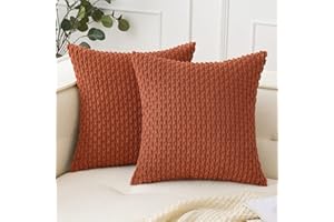 Woaboy Burnt Orange Throw Pillow Covers 18x18 Inch Set of 2 Decorative Couch Pillow Covers Farmhouse Soft Corduroy Boho Home Decors for Spring Cushion Bed Sofa Living Room