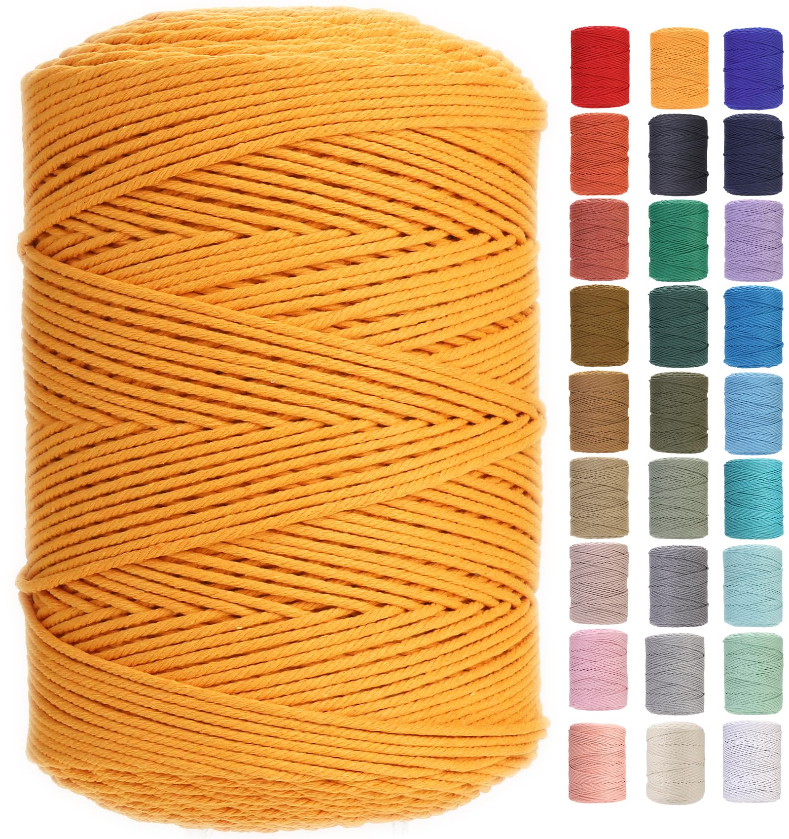 GOHOF Macrame Cord 3mm x 450m Premium Cotton Macrame Rope, 4 Strand Twisted Soft Cotton Cord, One of The Most Perfect Materials for Macrame Art, Cotton String Without Chemicals (Orange) — image 1