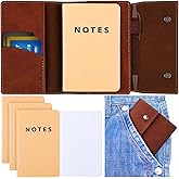 Frienda Field Notebook Leather Cover with 3 Pcs Pocket Notebooks 3.5" x 5.5" Small Journal Note Cover Blank Mini Notepad Holder Memo Sheets for Offices Meetings Daily Records Travel