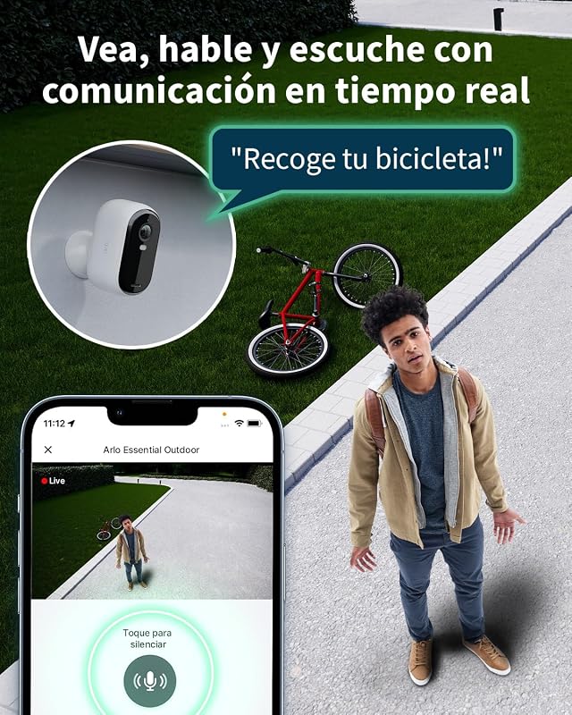 Essential 2 Camara Vigilancia WiFi Exterior + Panel Solar (3), HD, Camara Vigilancia WiFi Interior, Sensor de Movimiento, Alarmas Para Casa, Prueba Arlo Secure Incluida, 3 Cámaras, Blancas
