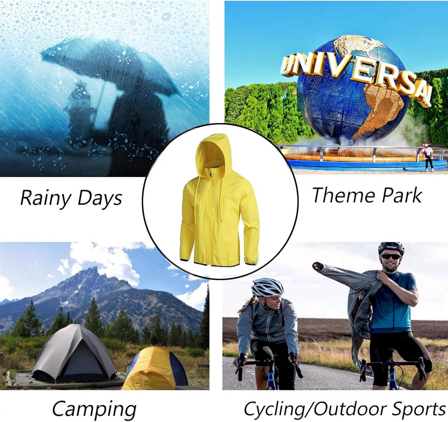 COOFANDY Unisex Packable Rain Jacket Lightweight Waterproof Hooded Outdoor Running Hiking Cycling Raincoat at  Men’s Clothing store
