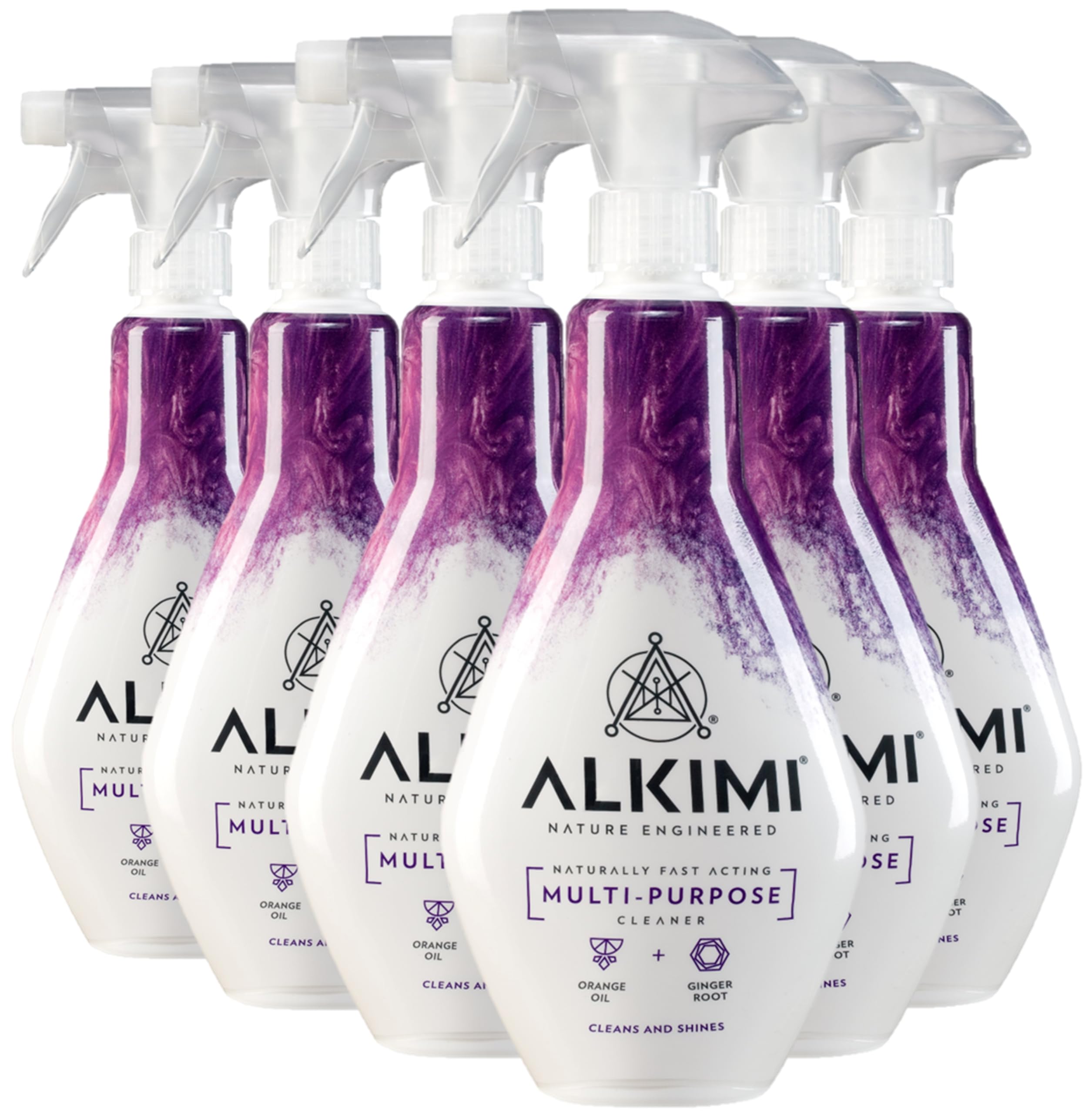 ALKIMI Multi-Surface Cleaning Spray, Pack of 6 – Powerful Cleaning, No Harsh Chemicals, with Natural Orange Oil and Ginger Root