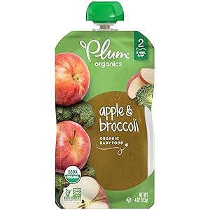 Plum Organics Stage 2, Organic Baby Food, Apple & Broccoli, 4 Ounce Pouch (Pack of 12)
