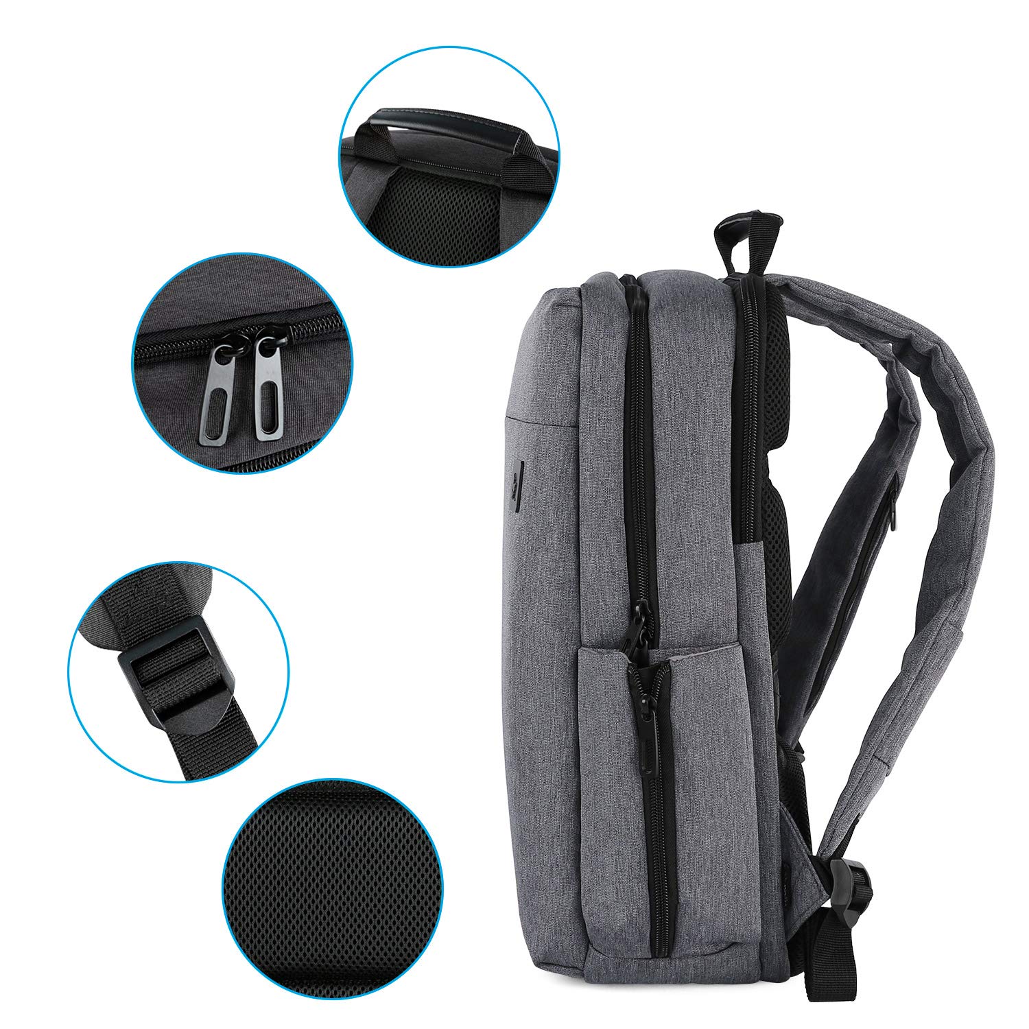 Cai 7331 Large Business Travel Backpack, Durable Multi-Functional Water Resistant, School College Commuting Bag with Headphones Port and luggage strap 15.6 \