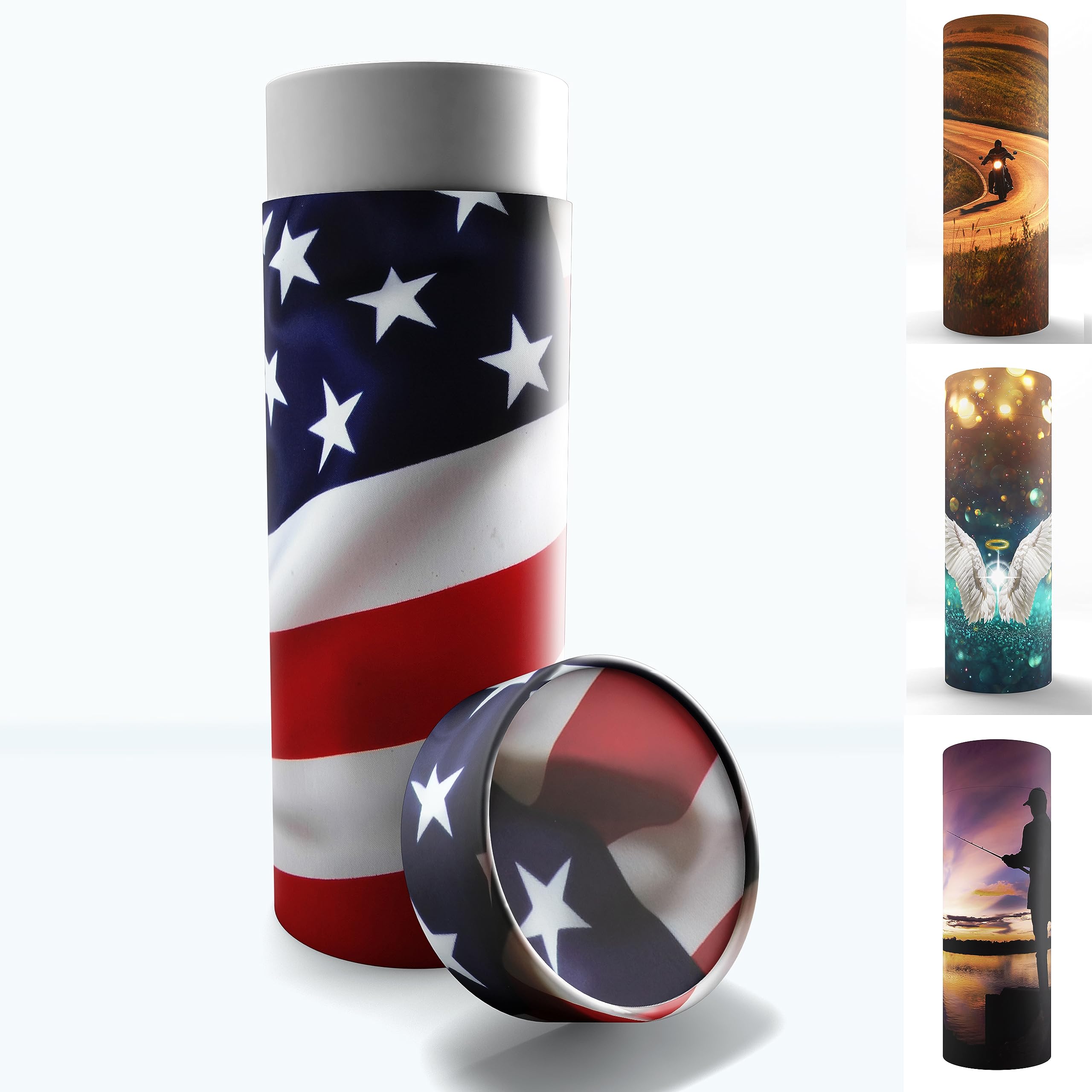 American Flag Men's Scattering Tubes for Human Ashes TSA Approved Scattering Urn and Eco-Friendly Biodegradable Urns for Human Ashes & Biodegradable Urn for Burial at Sea