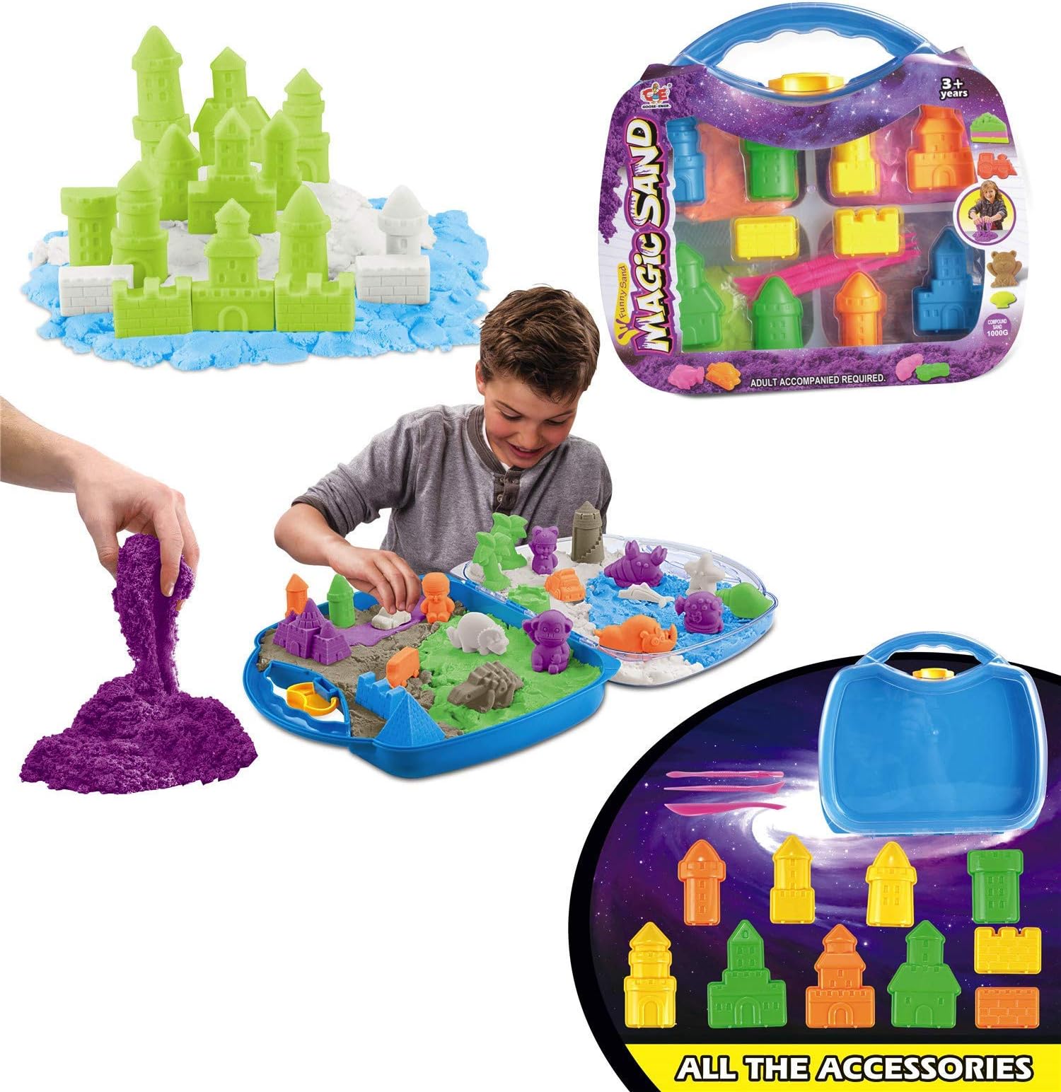 Sponsored Ad – Kids Motion Moving Sand 1000g Sand Chocolate Factory 4 Colours Beach Play Sand with Chocolate Candy Lollipop Molds in Carry Case with Accessories Set