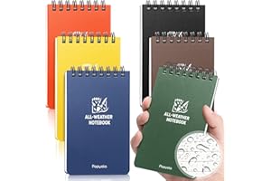POPYOLA 6 Pack Waterproof Pocket Notebook, 3x5 Pocket Notepad, Weatherproof Mini Spiral Notepad, Police Notepad with 100 Lined Pages for Outdoor Home Office School