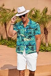 COOFANDY Mens Summer Shirts Beach Linen Shirts