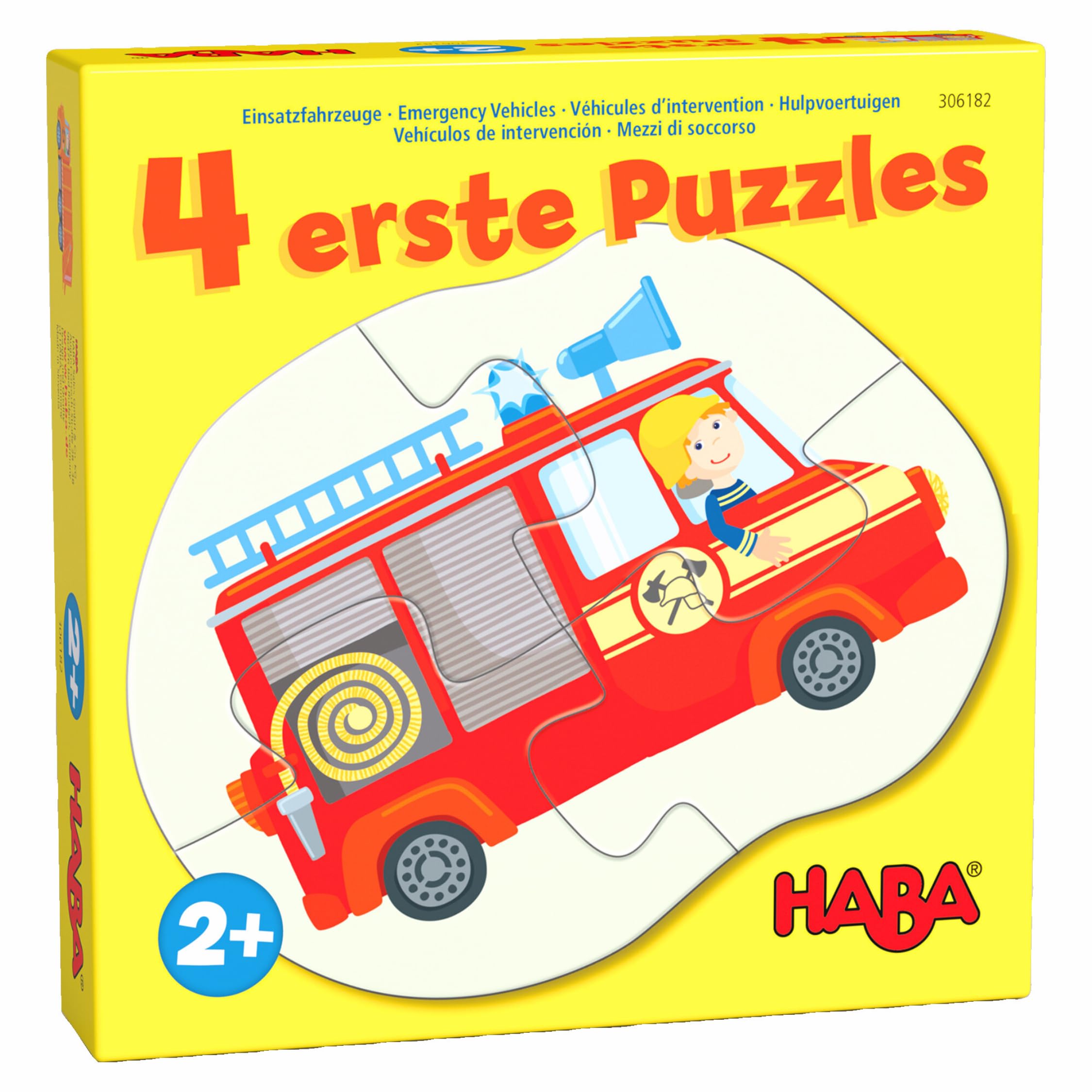 HABA 306182 – 4 First Puzzles – Emergency Vehicles, Puzzle from 2 Years