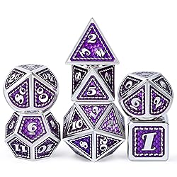 DNDND Metal Dice Set, 7 Pieces Polyhedral Dragon