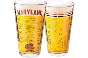 Greenline Goods University of Maryland Pint Beer Glasses Set of 2 - Full Color Terrapins Logo & Campus Map – Maryland Terrapins Gift Idea for College Grads & Alumni - College Glassware