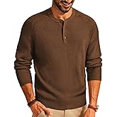 PJ PAUL JONES Men's Henley Long Sleeve Sweaters Solid Color Soft Warm Pullover Sweaters
