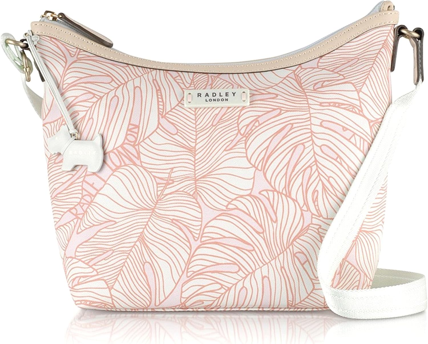 RADLEY New Oilskin Wild Palms Medium ZipTop Cross Body Bag in Sherbert