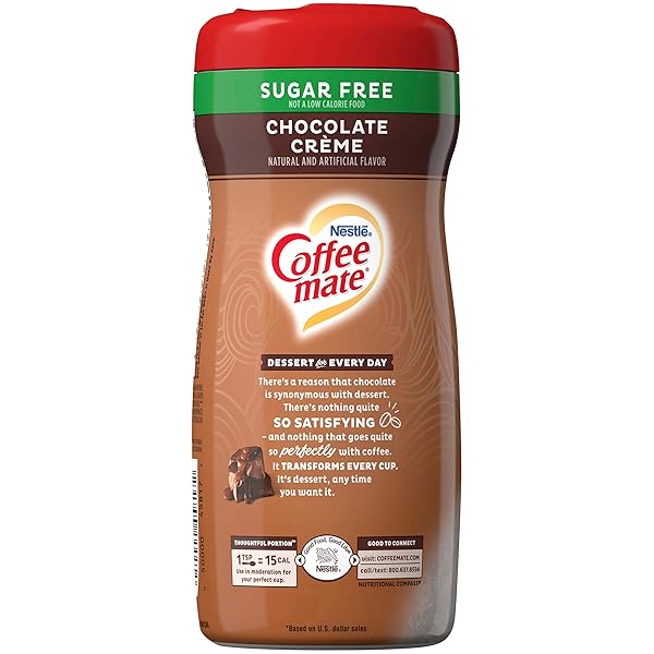 COFFEE-MATE SUGAR FREE CREAMY CHOCOLATE POWDERED COFFEE CREAMER, 10.2 OUNCE