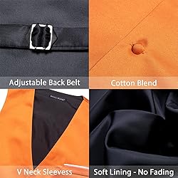 Barry.Wang Mens Orange Formal Vest V-neck Slim Fit