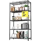 HOMEFORT 5-Tier Wire Shelving Unit, Extra Wide Metal Storage Rack, Free Standing Rack, Durable Organizer Perfect for Pantry Closet Kitchen Laundry Organization in Black, 29" W x 14" D x 61" H