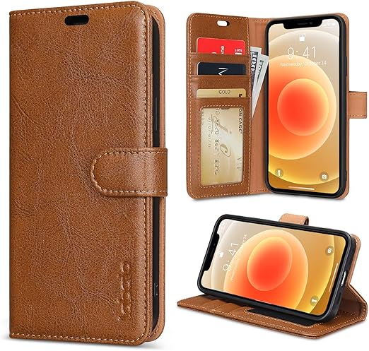 Amazon Com Iphone 12 Pro Max Wallet Case Labato Leather Iphone 12 Pro Max Case With Card Holder Magnetic Closure Flip Folio Case For Iphone 12 Pro Max 6 7 Inch Kickstand Case Brown