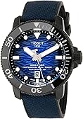 Tissot Mens Tissot Seastar 2000 Professional Powermatic 80 316L Stainless Steel case with Black PVD Coating Automatic Watch, Blue/Black, Rubber, 22 (T1206073704100)
