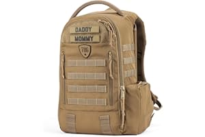 TACTICAL BABY GEAR TBG - Mens Tactical Diaper Bag Backpack w/Built-in Changing Mat, Stroller Strap (Coyote Brown 4th Gen)