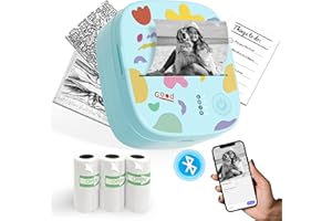 XenGro Mini Portable Sticker Printer, Mini Thermal Printer with 3 Rolls Paper, Bluetooth Inkless Printpods, Pocket Label Maker Suitable for Creative DIY, Diaries, Photos, Study Notes - Blue