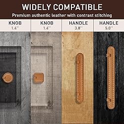 CcHhyyt 2 Pack Leather Cabinet Knobs - Brown Round