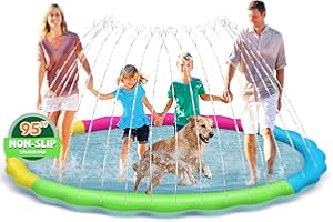 JECOO Splash Pad for Kids and Dogs, Extra Large Splash Pad for Toddlers 1-3 and Kids Ages 4-8, Non Slip Thicken Sprinkler Dog Pool Summer Outdoor Water Toys for Backyard