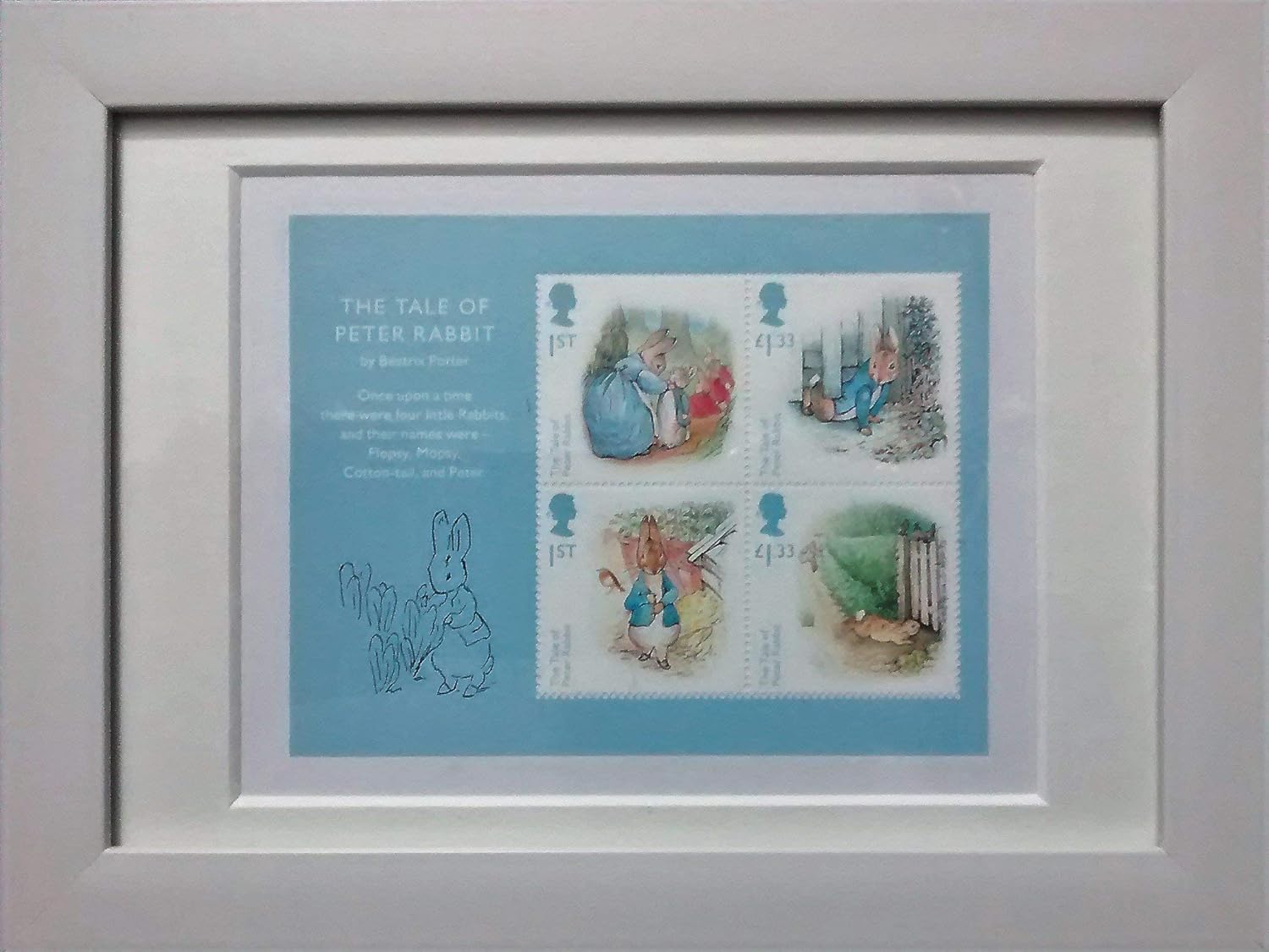 Beatrix Potter stamps, Peter Rabbit stamps, mint, framed for 150th ...