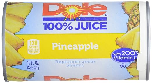 Dole 100% pineapple Juice - 12floz fc can (048500052006)