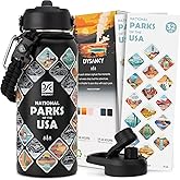 DYSANKY National Parks Water Bottle – 32 oz Insulated Stainless Steel Water Jug with 63 Hand-Drawn Park Stickers, Outdoor Accessories & Gift Box – BPA-Free – Ideal for Hiking, Camping & Travel