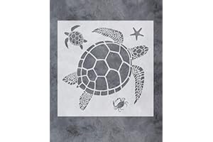 G GSS DESIGNS GSS Designs Sea Turtle Wall Art Stencil (12x12Inch) - Stencil for Canvas Wall Art Bathroom Teal Wall Decor - Sea Creatures, Sea Turtles, Crab, Starfish(SL-067)